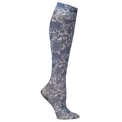 Celeste Stein® Women's Printed Closed Toe Mild Compression Knee High Stocking - Navy Lace