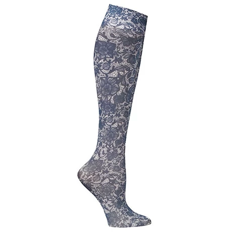 Celeste Stein® Women's Printed Closed Toe Mild Compression Knee High Stocking - Navy Lace 1 Celeste Stein® Women's Printed Closed Toe Mild Compression Knee High Stocking - Navy Lace
