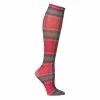 Celeste Stein® Women's Printed Closed Toe Mild Compression Knee High Stocking - Tartan Red Plaid
