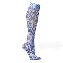 Celeste Stein® Women's Printed Closed Toe Mild Compression Knee High Stocking - Turquoise Lilies 7 Celeste Stein® Women's Printed Closed Toe Mild Compression Knee High Stocking - Turquoise Lilies - Image 7