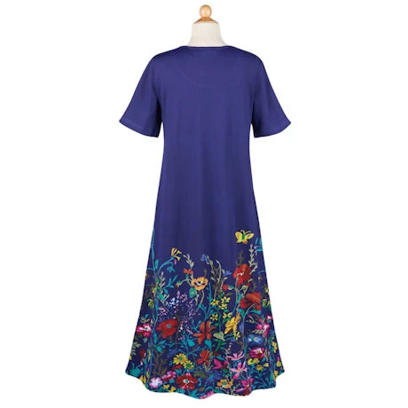 Blue Wildflowers T-Shirt Dress 2 Blue Wildflowers T-Shirt Dress - Image 2