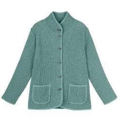Waffle Mandarin Collar Jacket -Fashion Paradise HAB537 GREEN