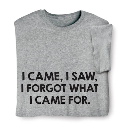 I Came, I Saw, I Forgot What I Came For T-Shirt Or Sweatshirt 1 I Came, I Saw, I Forgot What I Came For T-Shirt Or Sweatshirt