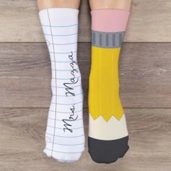 Personalized Paper And Pencil Socks