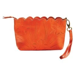 Tooled Leather Wristlet -Fashion Paradise HAU202 Orange O
