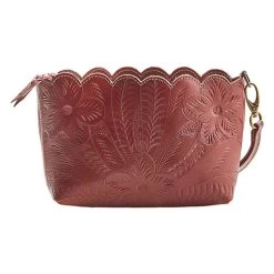 Tooled Leather Wristlet -Fashion Paradise HAU202 Red O