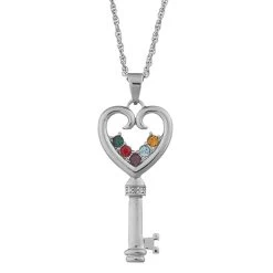 Personalized Key To My Heart Family Birthstone Necklace