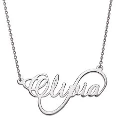 Sterling Silver Script Name Infinity Necklace