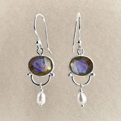 Labradorite And Pearl Earrings