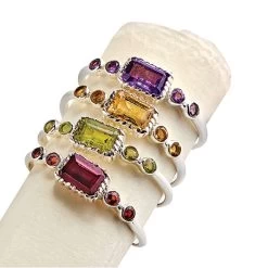 Gemstone Emerald Cut Rings 3 Gemstone Emerald Cut Rings -Fashion Paradise HBD707 Alt