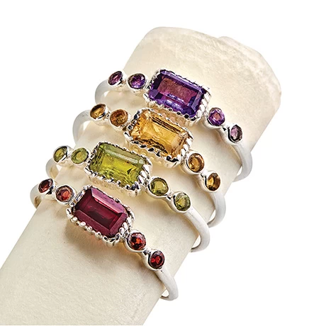 Gemstone Emerald Cut Rings 2 Gemstone Emerald Cut Rings - Image 2