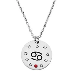 Personalized Zodiac Birthstone Pendant -Fashion Paradise HBF042 Silver b
