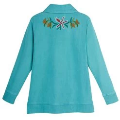 Embroidered Floral Sweatshirt -Fashion Paradise HBF452 TEAL BACK