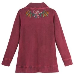 Embroidered Floral Sweatshirt -Fashion Paradise HBF452 WINE BACK