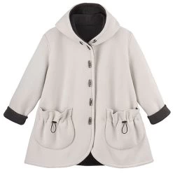 Reversible Fleece Car Coat -Fashion Paradise HBF602 WHITE