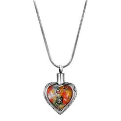 Personalized Millefiori Heart Ash Pendant -Fashion Paradise HBF672 Outline VDR