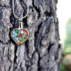 Personalized Millefiori Heart Ash Pendant -Fashion Paradise HBF672a VDR
