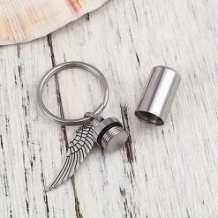 Personalized Angel Wing Ash Vessel Keychain -Fashion Paradise HBF702 Open 2 VDR