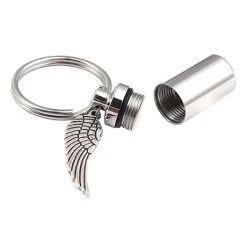 Personalized Angel Wing Ash Vessel Keychain -Fashion Paradise HBF702 Open VDR