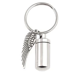 Personalized Angel Wing Ash Vessel Keychain