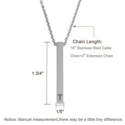 Personalized Medical ID Bar Necklace -Fashion Paradise HBF762 Measurements VDR