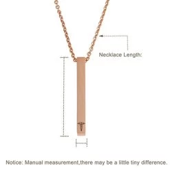 Personalized Medical ID Bar Necklace -Fashion Paradise HBF762 RGold Measuements VDR