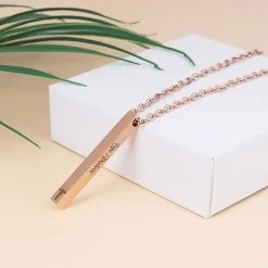 Personalized Medical ID Bar Necklace -Fashion Paradise HBF762 RGold a VDR