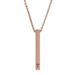 Personalized Medical ID Bar Necklace -Fashion Paradise HBF762 RGold b VDR