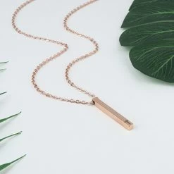 Personalized Medical ID Bar Necklace -Fashion Paradise HBF762 RGold c VDR