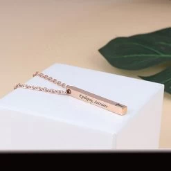 Personalized Medical ID Bar Necklace -Fashion Paradise HBF762 RGold VDR