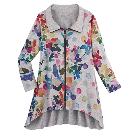 Watercolor Floral Zip Jacket 1 Watercolor Floral Zip Jacket