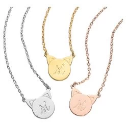Personalized Initial Cat Necklace