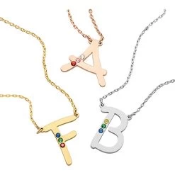 Personalized Initial Birthstone Necklace