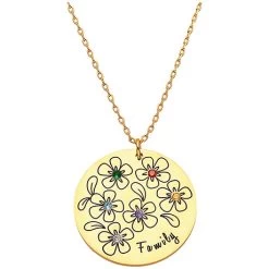 Personalized Bouquet Birthstone Necklace 7 Personalized Bouquet Birthstone Necklace -Fashion Paradise HBH282 Gold