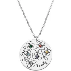Personalized Bouquet Birthstone Necklace 9 Personalized Bouquet Birthstone Necklace -Fashion Paradise HBH282 Silver