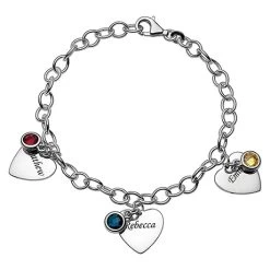 Personalized Heart And Birthstone Charms Bracelet -Fashion Paradise HBH322 3