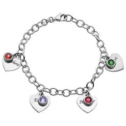 Personalized Heart And Birthstone Charms Bracelet -Fashion Paradise HBH322 4