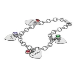 Personalized Heart And Birthstone Charms Bracelet -Fashion Paradise HBH322 4a
