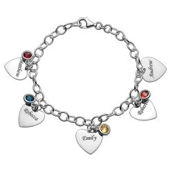 Personalized Heart And Birthstone Charms Bracelet -Fashion Paradise HBH322 5