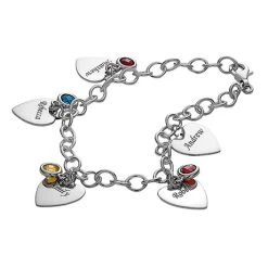 Personalized Heart And Birthstone Charms Bracelet -Fashion Paradise HBH322 5a