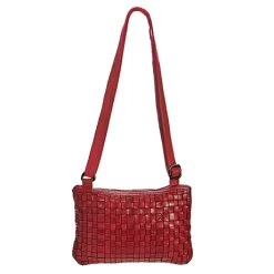 Woven Leather Crossbody Bag -Fashion Paradise HBJ436 Red