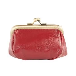 Leather Kiss Lock Coin Purse 13 Leather Kiss Lock Coin Purse -Fashion Paradise HBJ452 RED