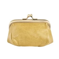 Leather Kiss Lock Coin Purse 14 Leather Kiss Lock Coin Purse -Fashion Paradise HBJ452 YELLOW