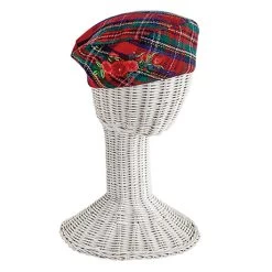April Cornell Tartan Embroidered Beret -Fashion Paradise HBJ762 Red