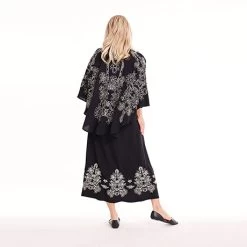 Ebony And Ivory Embroidered Kimono -Fashion Paradise HBK132 42 model black 04 1