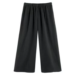 Crinkle Gauze Flood Pants -Fashion Paradise HBK212 BK