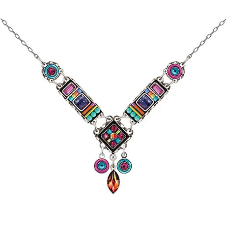 Firefly Crystal-and-Bead Mosaic Necklace 1 Firefly Crystal-and-Bead Mosaic Necklace