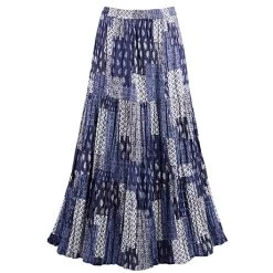 Patchwork Print Reversible Broomstick Skirt
