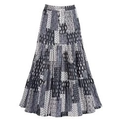 Patchwork Print Reversible Broomstick Skirt 6 Patchwork Print Reversible Broomstick Skirt -Fashion Paradise HBL447 REV