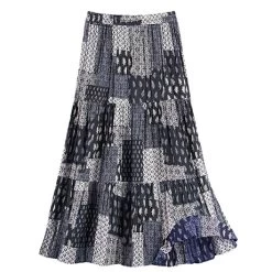 Patchwork Print Reversible Broomstick Skirt 7 Patchwork Print Reversible Broomstick Skirt -Fashion Paradise HBL447 REV FLIP
